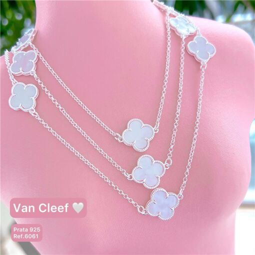 Cy6061 - Colar Van Cleef 45Cm Elo Cadeado 3 Trevos 15Mm
