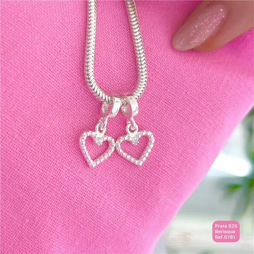 Cy6781 - Berloque Coração Trabalhado Cristal
