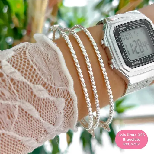 Cy5797 - Bracelete 18cm Oval Fio Torcido com trava de segurança