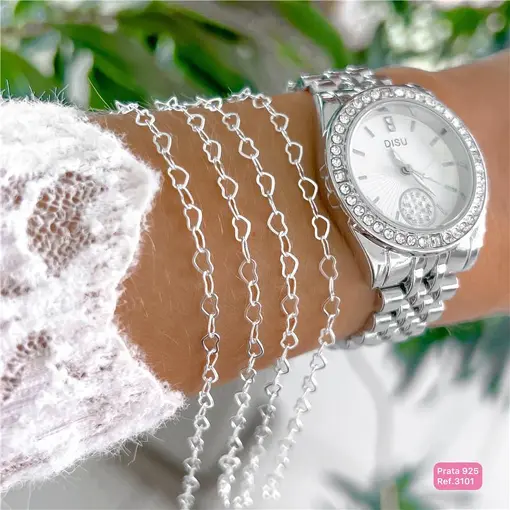 Cy3101 - Pulseira Elo Corações fofa 18cm