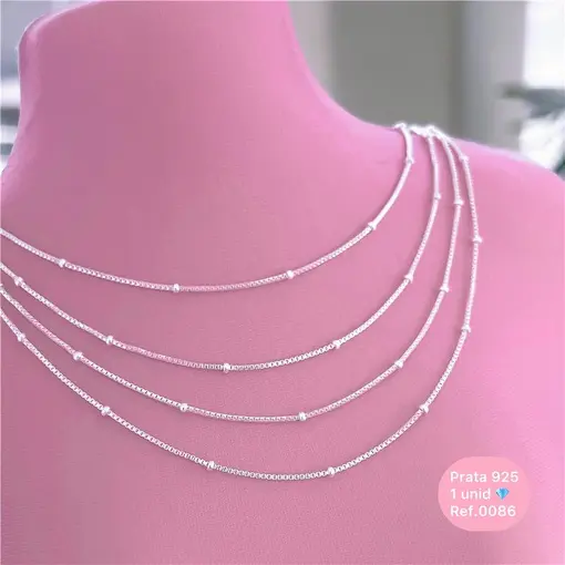 Cy0086 - Colar 45Cm Veneziana Com Bolinhas 2Mm