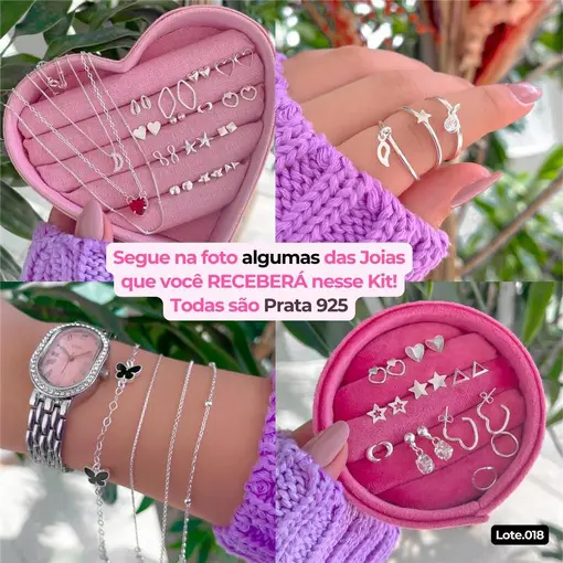 Kit Vendedora: 44 Joias Prata 925 Ganhe Porta Joias!