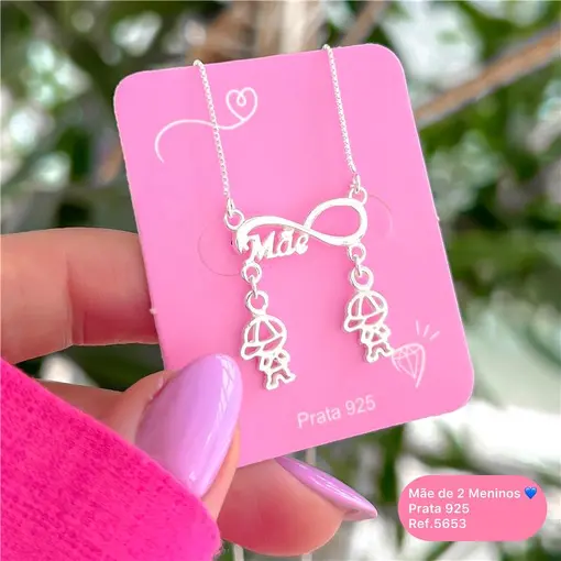 Cy5653 - Colar  Mãe De 2 Meninos 45Cm Canga Infinito