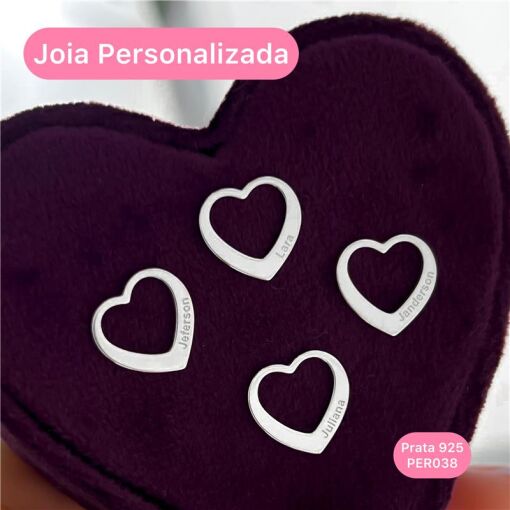 Per038 - Personalizado Pingente Coração Com Ate 13 Caracteres