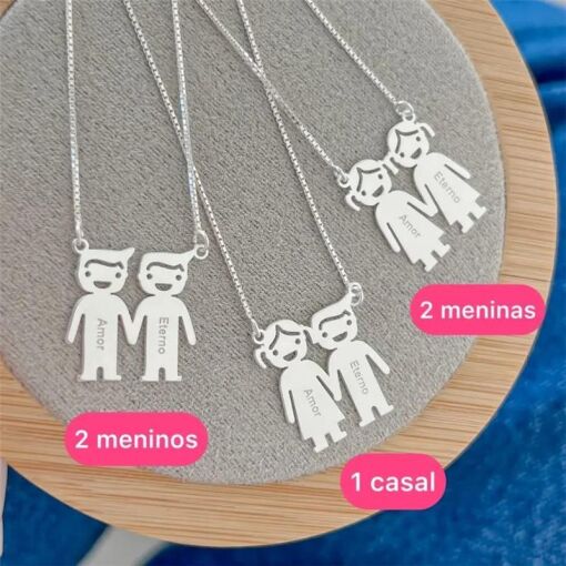 Per045 - Personalizado Colar 45Cm Casal Filhos