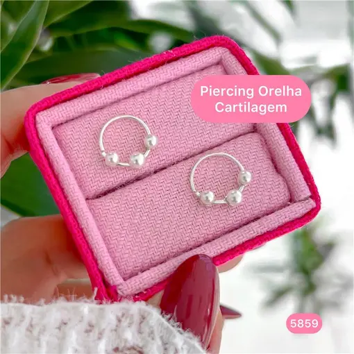 Cy5859 - Piercing Orelha Cartilagem Pérolas Clássico