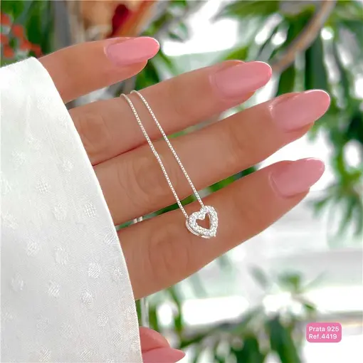 Cy4419 - Pingente Coração Inteiro Cravejado Micro Zirconias Cris