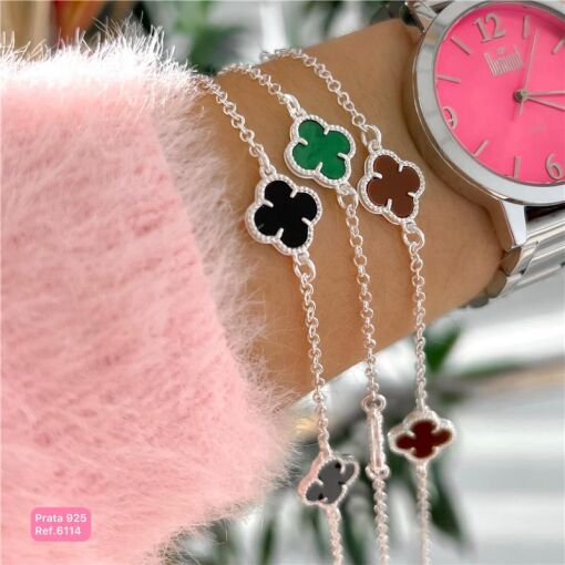 Cy6114 - Pulseira Van Cleef 18Cm Elo Portugues Com 3 Trevo De 10