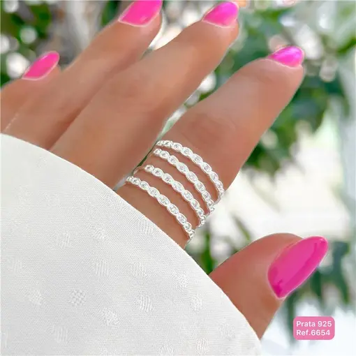 Cy6654 - Anel Aparador Com 9 Zircônias 3mm