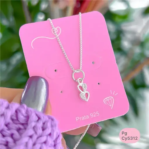 Cy5312 - Pingente Coração Duplo Cristais Zircônias Cravejado