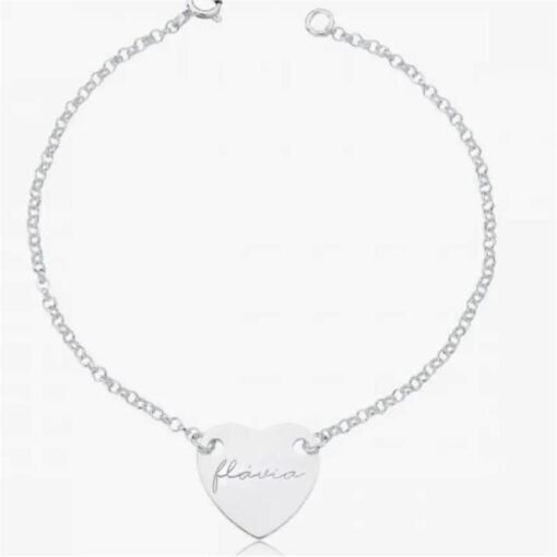 Per035 - Personalizado Pulseira 18cm Coração Ate 15 Caracteres