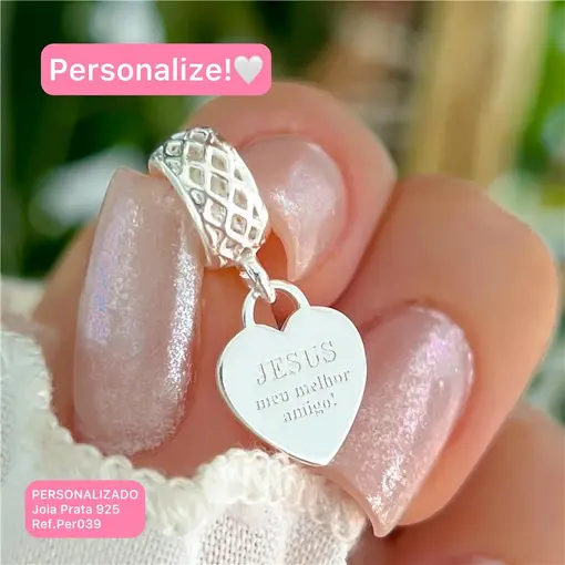 Per039 - Personalizado Berloque Coração Com Até 26 Carácteres