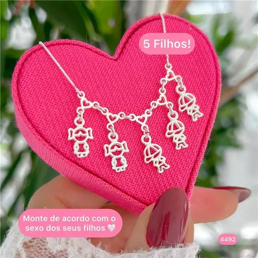 Cy4492 - Colar 45Cm Canga Mãe De 5 Filhos - Escolha O Sexo Dos S