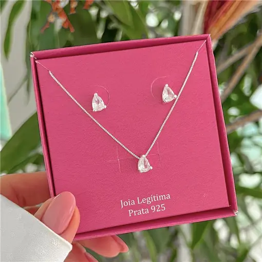 Cy19 - Combo Presente De Natal Conjunto Cristal 45Cm Pingente E