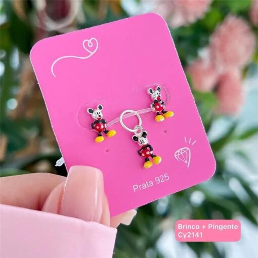 Cy2141 - Brinco E Pingente  Mickey Com Tarracha Baby