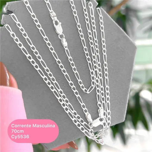 Cy5536 - Corrente Masculina 70Cm Elo 3X1 3mm Espessura