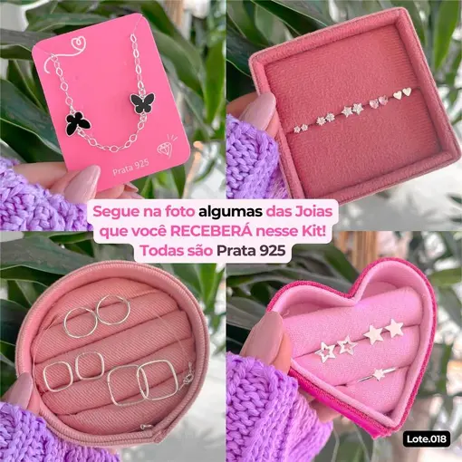 Kit Vendedora: 44 Joias Prata 925 Ganhe Porta Joias!