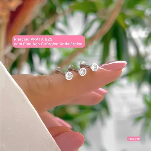 Cy6640 - Piercing Zircônia 4Mm Com Aço Cirúrgico