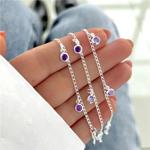 Cy6641 - Pulseira Infantil 14Cm Elo Grumet com Zircônias 5mm Pen