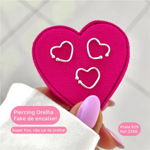 Cy2358 - Piercing Coração Orelha Clássico  Fake