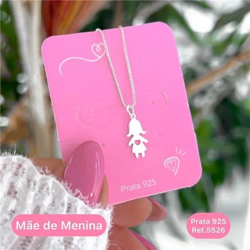 Cy5526 - Colar Veneziana 45Cm Pingente Mãe De Menina