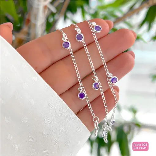 Cy6641 - Pulseira Infantil 14Cm Elo Grumet com Zircônias 5mm Pen