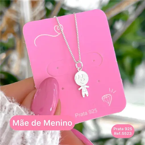 Cy5523 - Colar Veneziana 45Cm Pingente Mãe De Menino