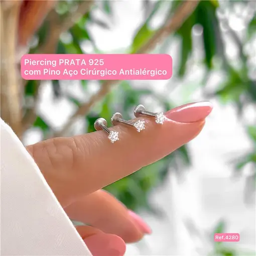 Cy4280 - Piercing Florzinha Cravejada Com Aço Cirúrgico