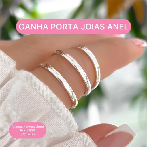 Cy5736 - Aliança 2Mm Lisa Ganha Porta Anel Veludo