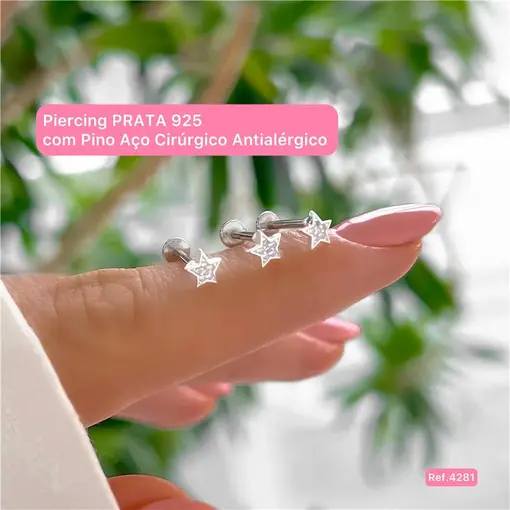 Cy4281 - Piercing Estrelinha Cravejada Com Aço Cirúrgico