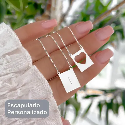 Per022 - Personalizado Escapulário 60Cm Coração Vazado E Inicial
