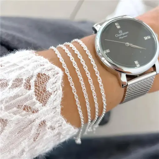 Cy6345 - Pulseira Elo Cadeado Duplo Linha Luxo 18cm