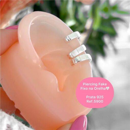 Cy5900 - Piercing Fake Fixo Orelha Liso Detalhado