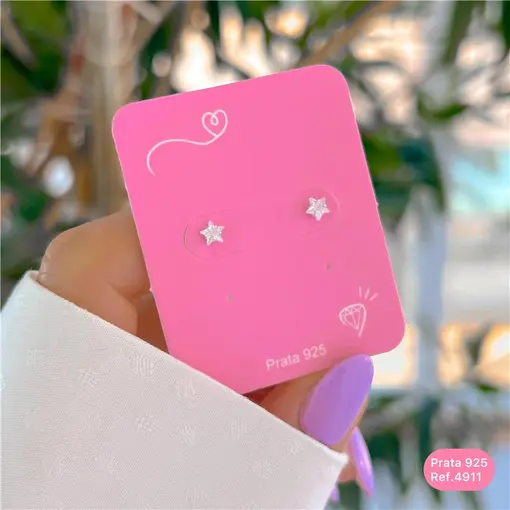 Cy4911 -  Brinco Estrela 4Mm Com Zircônias Tarraxa Baby