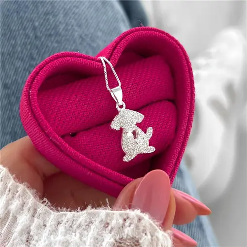 Cy6494 - Pingente Cachorro Inteiro Cravejado Zircônias Coração