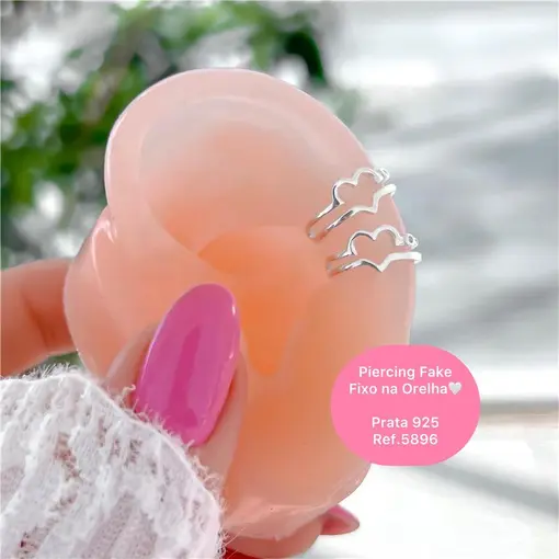 Cy5896 - Piercing Fake Fixo Orelha Coração Zircônia Cristal