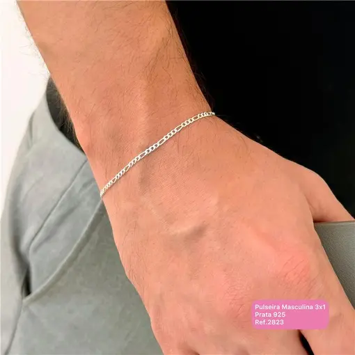 Cy2823 - Pulseira Masculina Elo 3X1 2mm Espessura 20cm