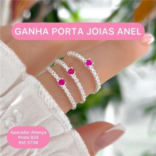 Cy5738 - Anel Solitário Zircônia 3Mm Com Aro Cravejado Ganha Por