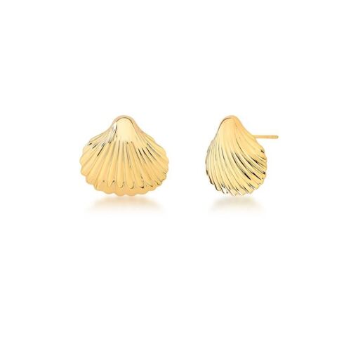 BRINCO DE CONCHA LISO BANHADO A OURO