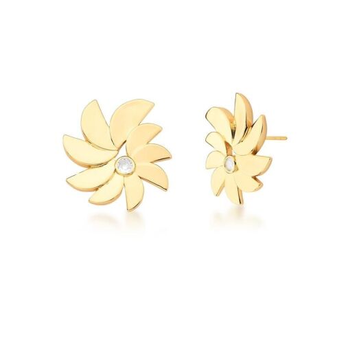 BRINCO FLOR TRABALHADO COM ESCAMAS E CRISTAL