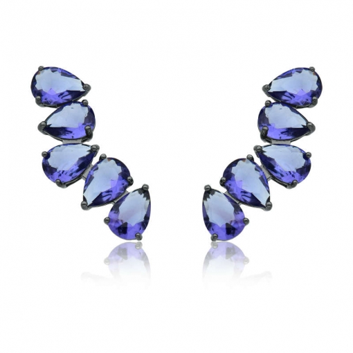 Brinco em prata ear cuff 5 gotas zircônias