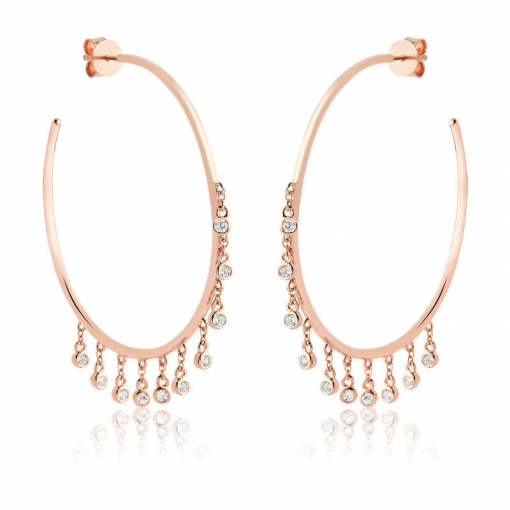 Brinco argola em prata com ponto de luz pendurados