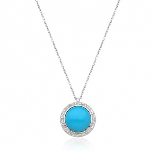 Colar prata com pedra natural e zircônias