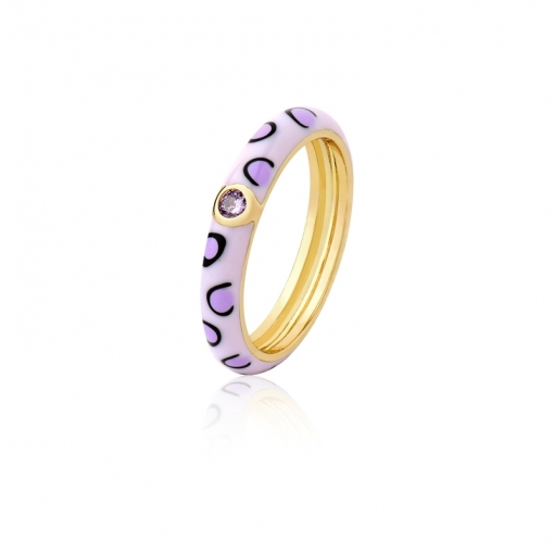 Aliança resinada com zircônia animal print