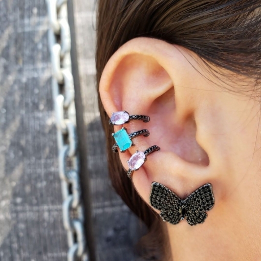 Piercing fake em prata oval fusion premium