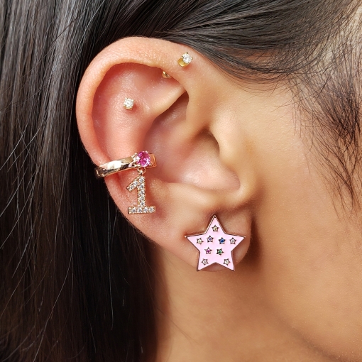 Piercing fake número 1 zircônias