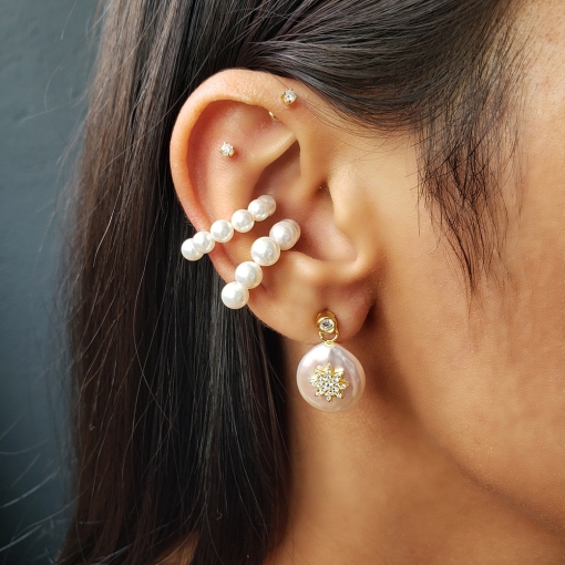 Piercing fake 6 pérolas shell