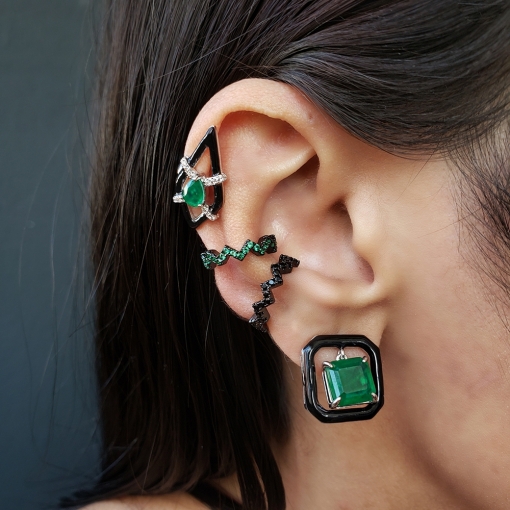 Piercing fake linha resina losango com gota