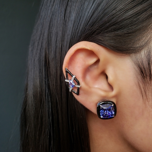 Piercing fake linha resina losango com gota