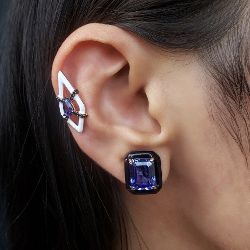 Piercing fake linha resina losango com gota